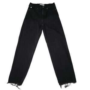 Everlane The Way High Jean Women Size 25 (26x27) Organic Cotton Black Frayed Hem